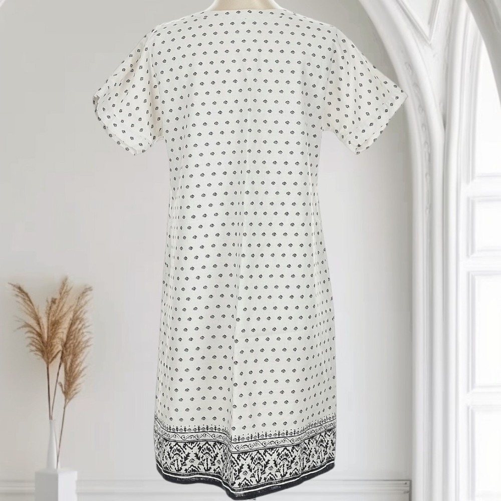 Vineyard Vines Fan Border‎ Print Tunic Dress Linen Womens 4 Preppy Coastal - Picture 6 of 7